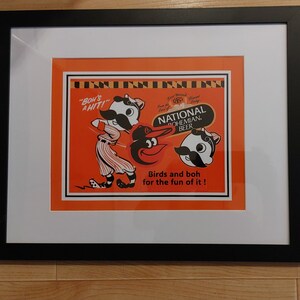 12x15 matted framed Natty Boh Up to Bat