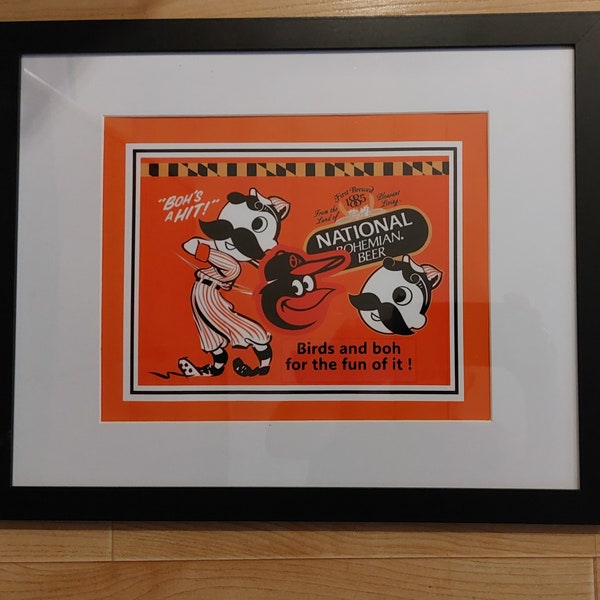 12x15 matted framed Natty Boh Up to Bat