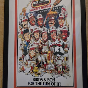 Framed & Matted Poster of The 1976 Baltimore ORIOLES and The Natty Boh Guy