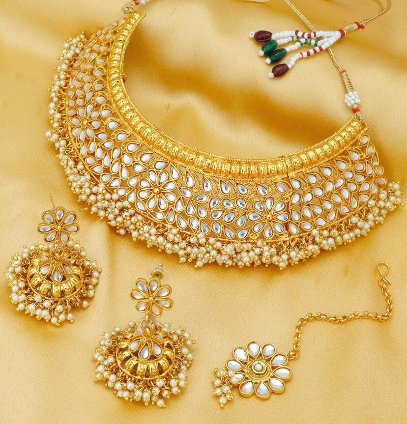 Antique Rajwadi Gold Plated Choker Necklace Set Etsy Australia