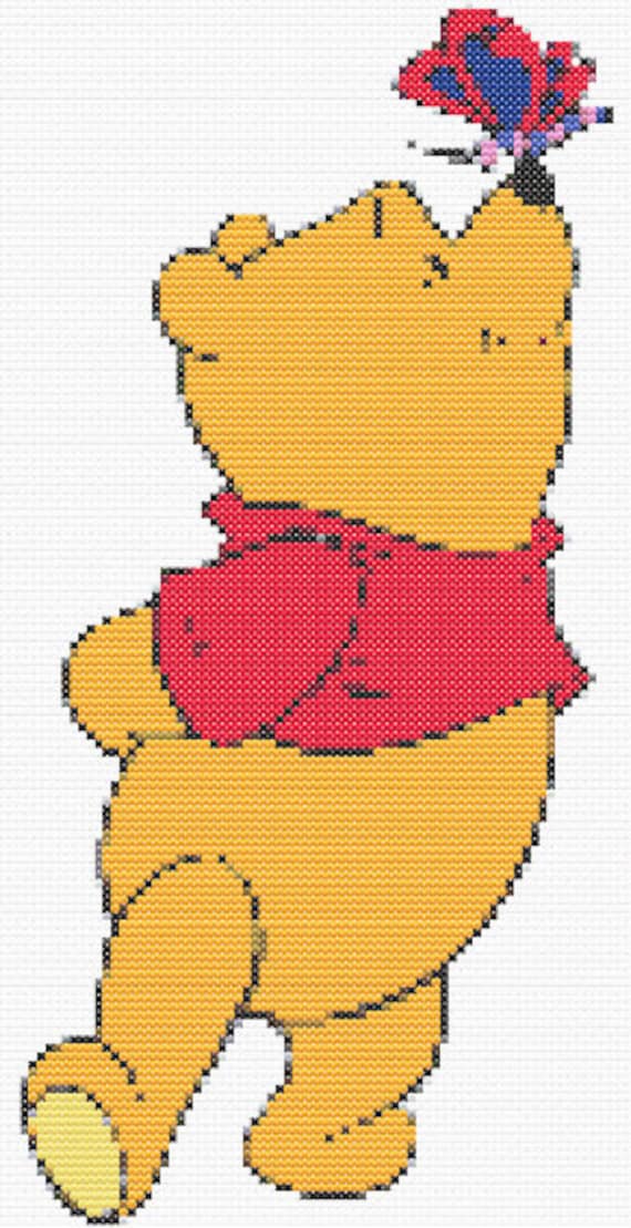 Pooh With Butterfly Cross Stitch Pattern PDF and JPG - Etsy
