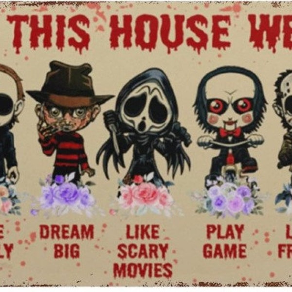 In this house we... Horror Villain Parody Cross Stitch pattern and image files, instant digital download