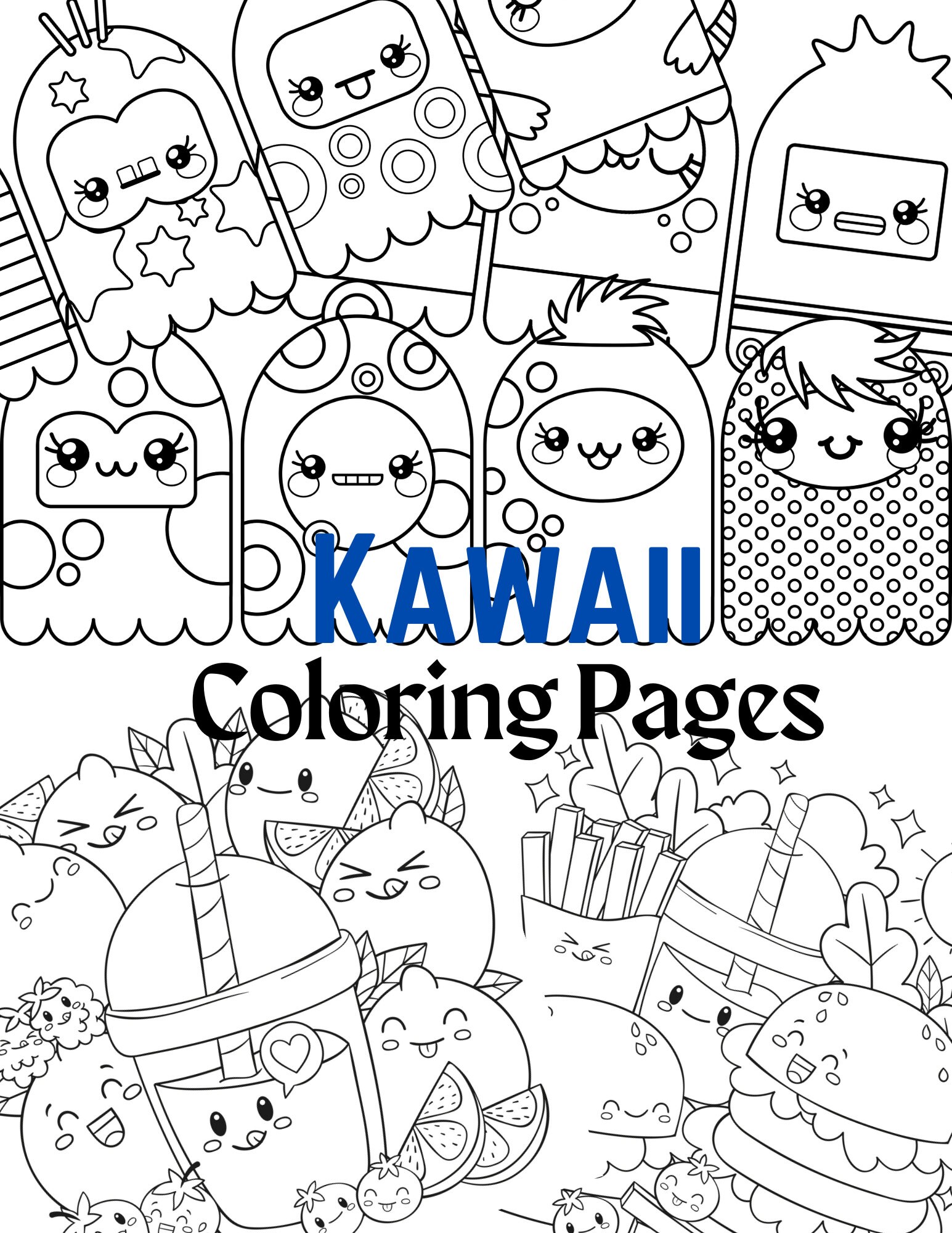 Kawaii Printable Coloring Pages for Kids and Teens Instant Etsy UK