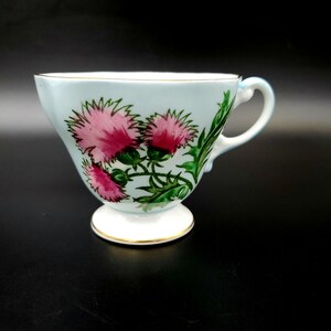 Vintage EB Foley England "Glengarry Thristle" Blue Orphan Tea Cup #2538