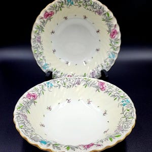 Mintons Printemps 5370 Cereal Bowl Swirl Gold Gilt 16 cm Hand Painted Enamel