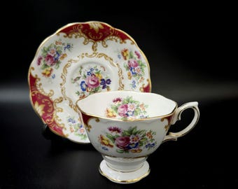 Vintage Royal Albert Canterbury Malvern Tea Cup & Saucer Set Floral Bouquet