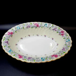 Minton "PRINTEMPS" S370 Oval Vegetable Bowl 26cm Handpainted Enamel Floral