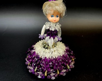 ビーズ、人形、1960 年代、工芸品、安全ピン、かわいい、赤、白、青