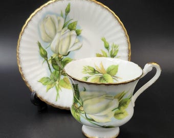 Paragon England Bone China "Virgo Rose" Elegant Footed Teacup & Saucer Set