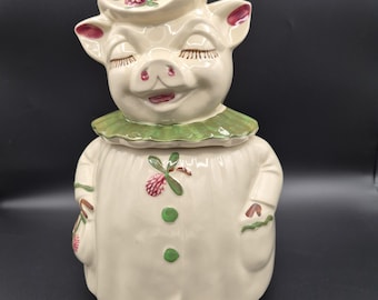 Tarro para galletas vintage de Winnie the Pig de Shawnee, cerámica Green Collar USA