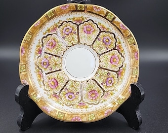 Vintage Royal Albert Crown China Court Orphan Saucer Pink & Purple Flower Insert