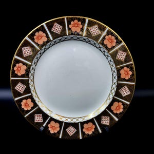 Antique Royal Crown Derby Boarder Imari Pattern 8450 Lunch Plate 23.4cm 1912 Mk