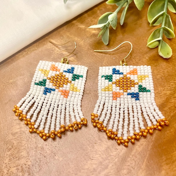 Beaded Quilted Earrings