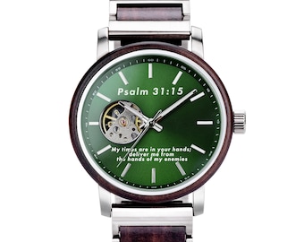 Personalisierte Bibel-Vers-Uhr - Benutzerdefinierte gravierte Schrift-Uhr - Bibel-Vers-Schmuck - Benutzerdefinierte religiöse Uhr - Psalm 31: 15 Uhr