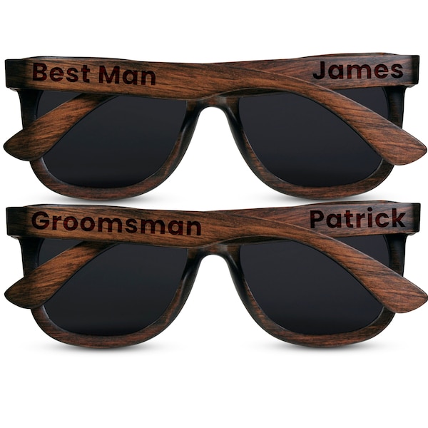 Engraved Wood Sunglasses, Square Inspired Wood Shades, Mahogany Sunglasses, Polarized Glasses for Men and Women