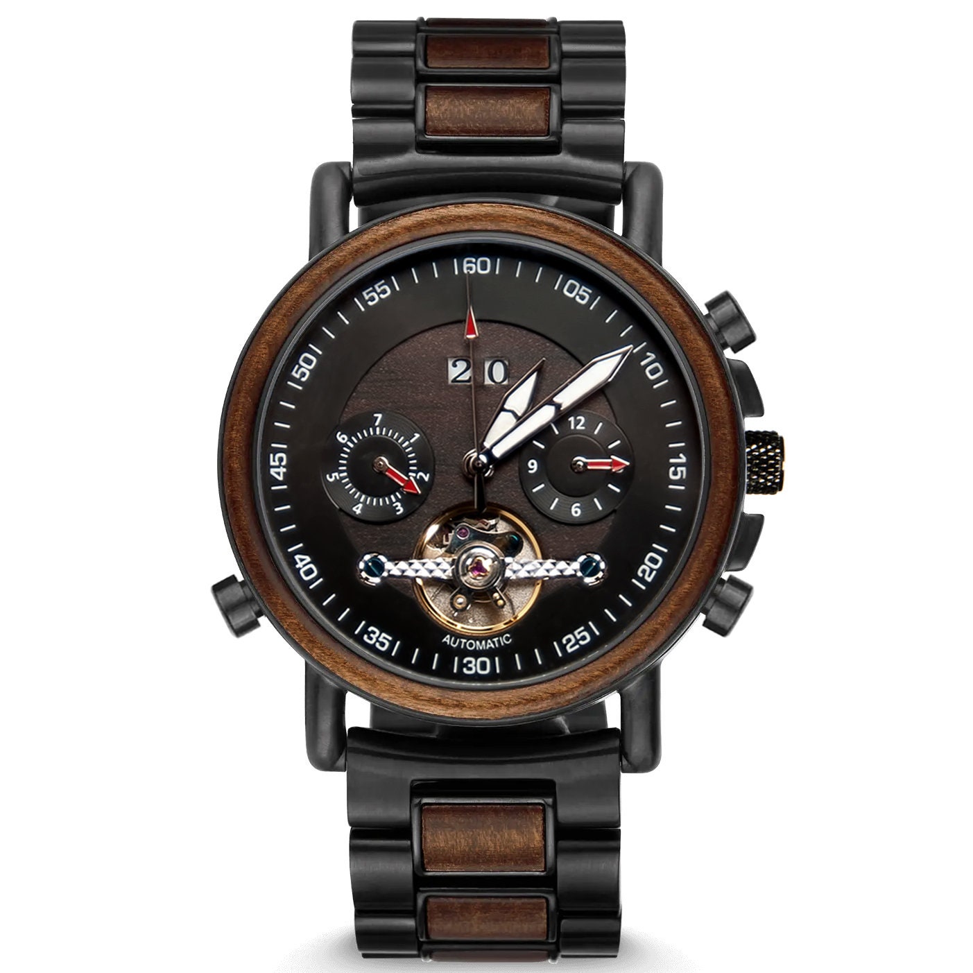 Wood Watches For Men, Mens Wooden Watch Handmade Automatic, Mechanical Wooden Watches for Men, Engraved Watch, Gifts for him, gifts for him
