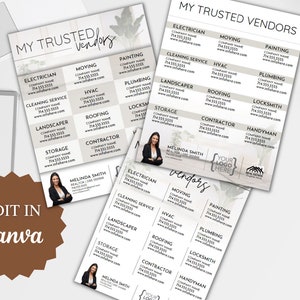 3 editable options for Real Estate Trusted Vendors