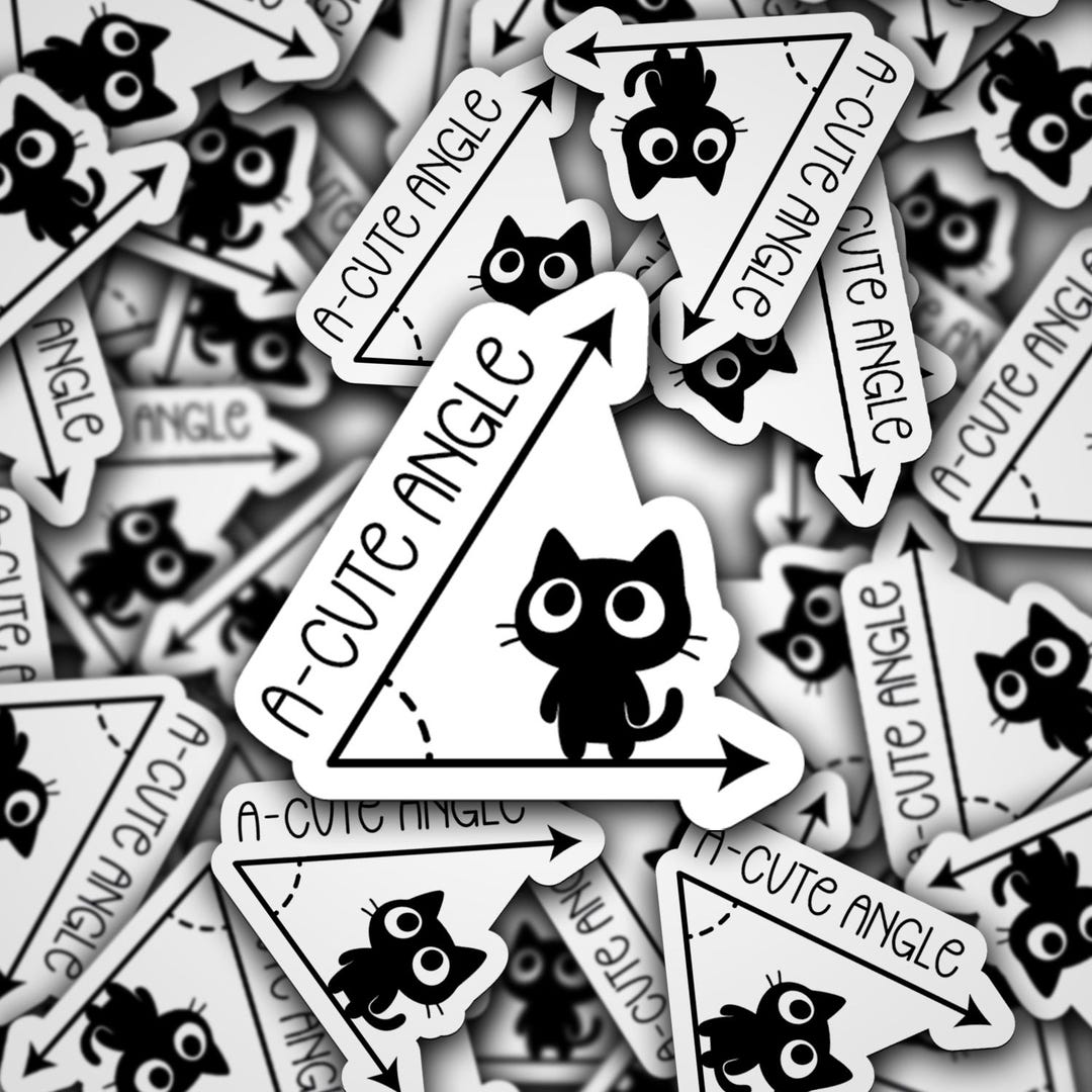 A-cute Angle, Black Cat on and Acute Angle STICKER, for Water Bottles ...
