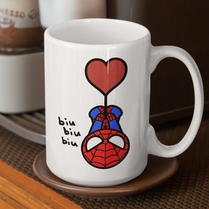 Spider Man Kaffeebecher, Superheld, Chibi Spiderman, Avengers zusammenbauen Becher, Geschenk für sie / ihn, coole Geburtstagsgeschenke, weiße Keramik 11oz 15oz