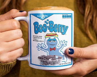 Boo Berry Cereal Box Mug, Monster Cereals Mug, Vintage Cereal, Breakfast Cereal, Vintage Halloween Cereal, Novelty Gift, Ceramic 11oz 15oz