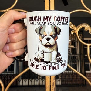 不機嫌そうな犬のコーヒーマグ：皮肉の効いたセラミックマグギフト