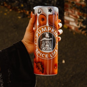 Pumpkin Spice Coffee 20 oz Insulated Tumbler, Pumpkin Spice Life Travel Tumbler, LIMITED EDITION Halloween Everything Witches Brew Lid/Straw