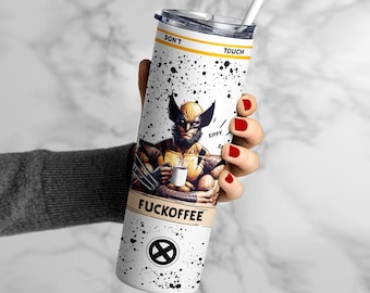Wolverine "FUCKOFFEE" Coffee Tumbler - Funny Novelty Gift, 20 Oz Stainless Steel