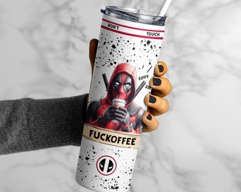 デッドプール ファックコーヒータンブラー：面白いノベルティギフト、ステンレススチール製トラベルコーヒーマグ 20オンス