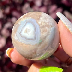 Natural Green Flower Agate Sphere - Rare AAA High Quality Beautiful Green Flower Agate from Madagascar