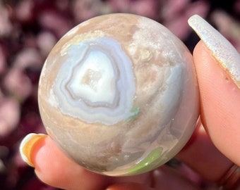 Natural Green Flower Agate Sphere - Rare AAA High Quality Beautiful Green Flower Agate from Madagascar