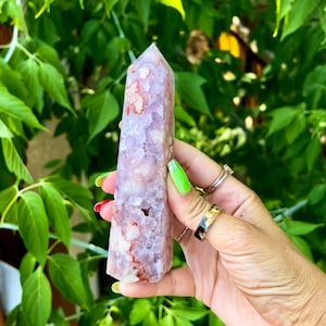 Pink Amethyst Flower Agate Tower Large - XL Amethyst Druzy Portal Point - AAA High Quality Sourced from Madagascar