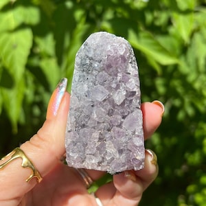 Amethyst Druzy Freeform Geode - Mini Sparkly Amethyst Cut Base