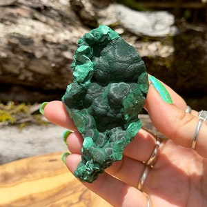 AAA Velvet Malachit Specimen - Hochwertiger Roher faseriger Botryoider Malachit aus dem Kongo