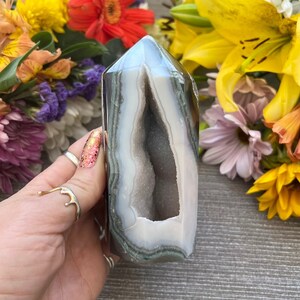 Beautiful Quartz and Agate Druzy Tower - Beautiful High Quality Sparkly Sugar Quartz Druzy Obelisk Ethically Sourced from Uruguay