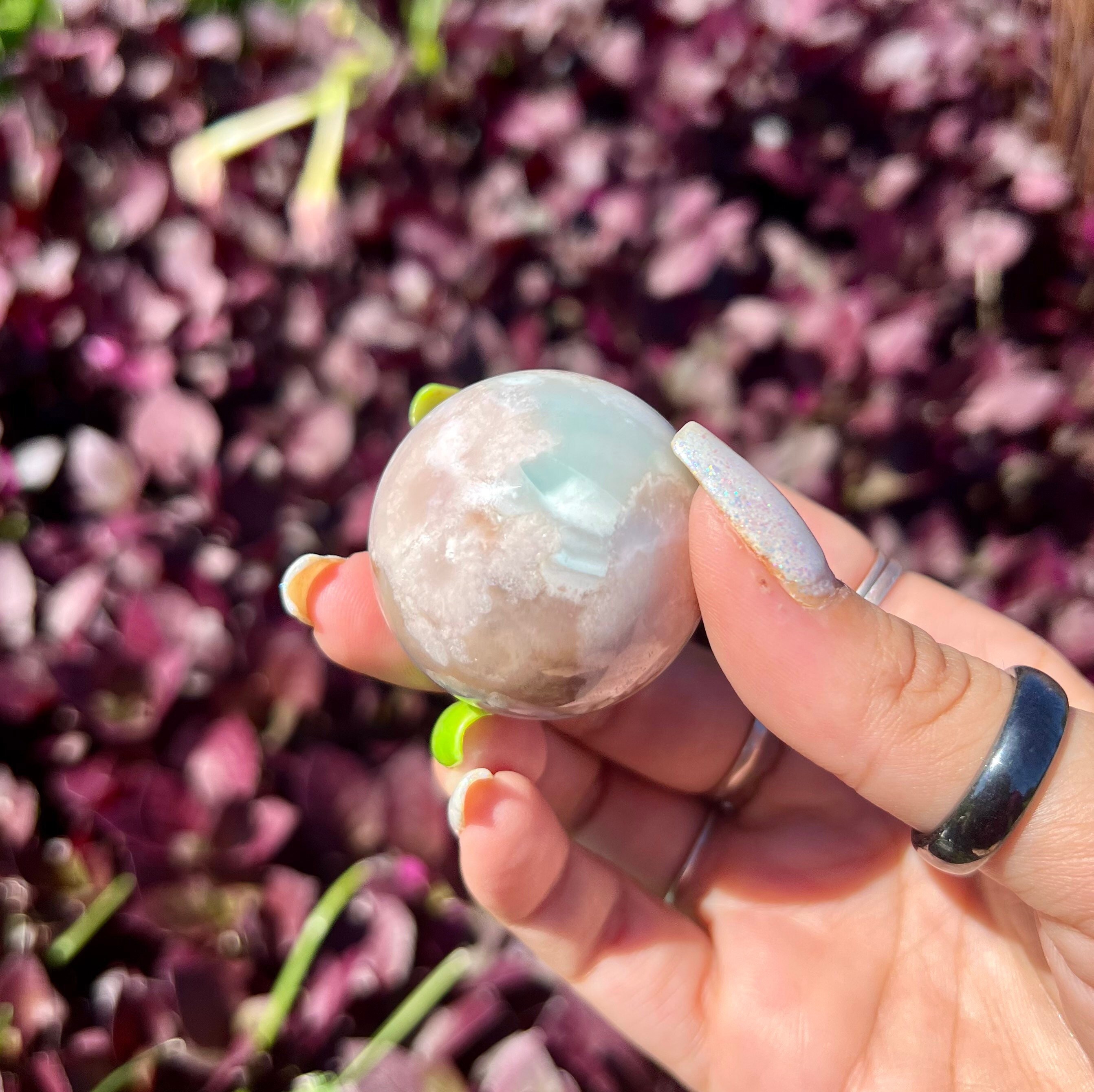 Natural Green Flower Agate Sphere Rare AAA High Quality Etsy