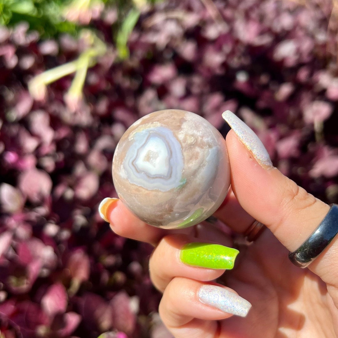 Natural Green Flower Agate Sphere Rare AAA High Quality Beautiful Green