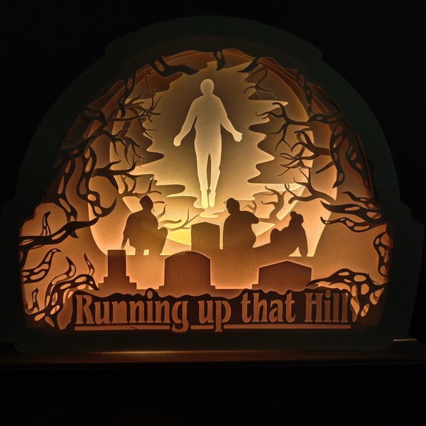 Running Up That Hill Stranger Things Shadow Art SVG DXF EPS Max Cementary Scene