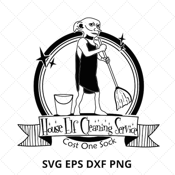 House Elf Cleaning Services SVG DXF PNG Eps