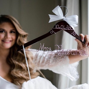 Wedding Hanger with Date, Wedding Hanger, Custom Bride Hanger, Personalized Gift, Mrs Hanger, Bridal Shower, Name Hanger, Engagement Gift