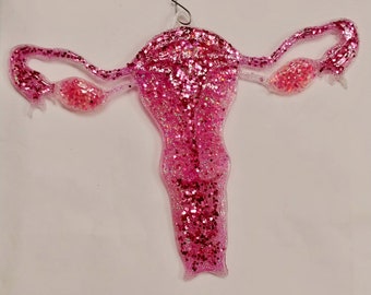 Pink Glitter Uterus Ornament