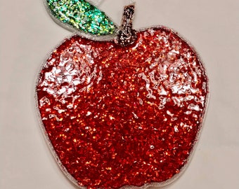 Red Glitter Apple Ornament