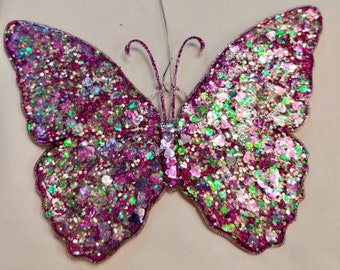 Glitter Butterly Ornament | Teal or Purple