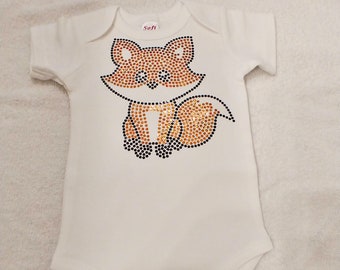 Bling fox baby onesie | Glitter fox baby bodysuit
