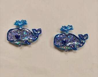 Glitter Whale Refrigerator Magnets 2 pack