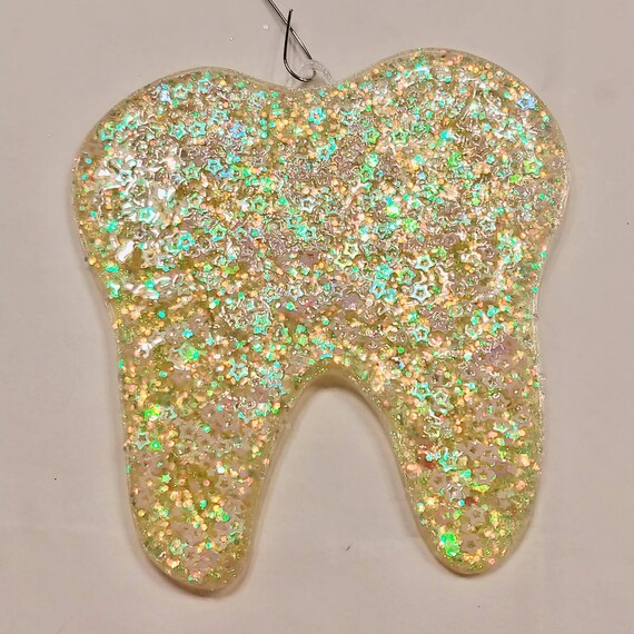 Golden Glitter Tooth Ornament Etsy