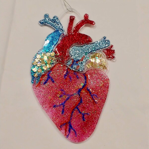 Glitter Anatomical Heart Ornament