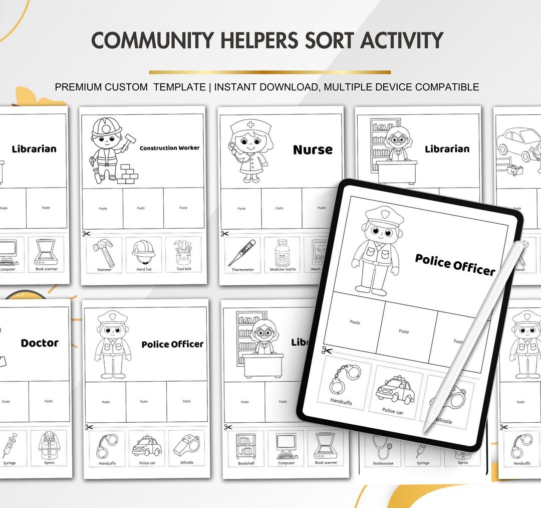 Community Helpers Sorting Activity | Preschool Matching Game for Kids ...