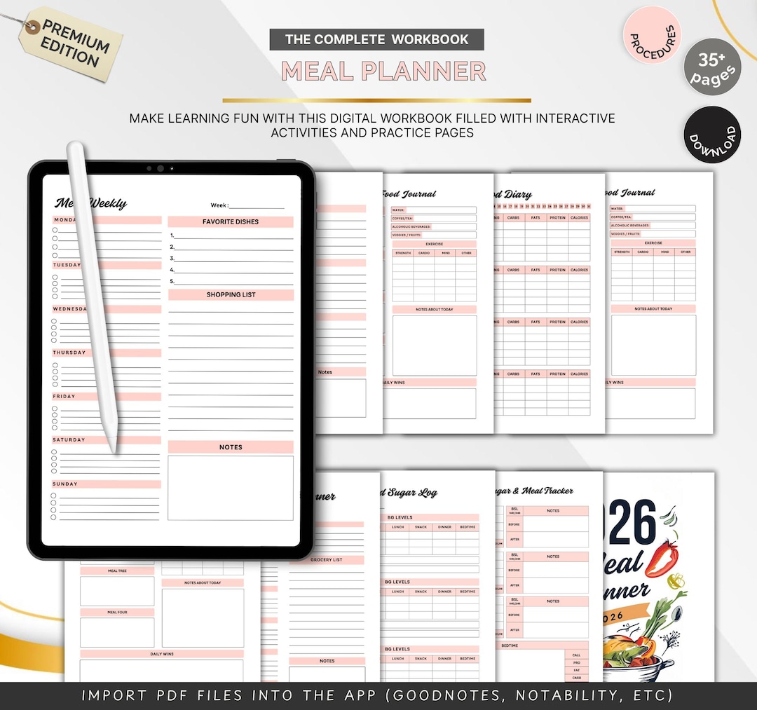 Weekly Meal Planner for Busy Moms, Printable Menu Planner, Grocery List ...