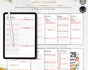 Wöchentlicher Mahlzeitenplaner für vielbeschäftigte Mütter, druckbarer Menüplaner, Lebensmittelplanungsblatt für die Familie, Meal Prep Tracker