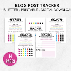 Blog Tracker, Blog Planner Printable, Blog Post Planner, Blog Content Planner, Blog Tracker Worksheet, Blog Calendar, Blog Content Tracker